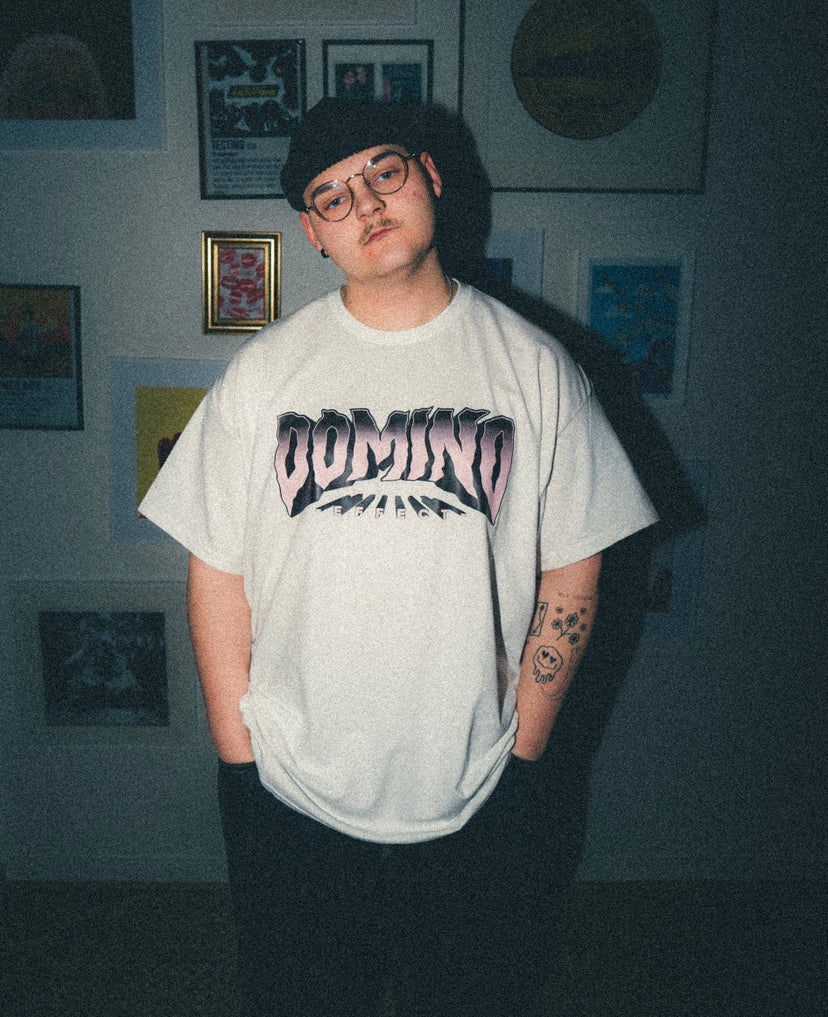 Domino Superpower T-paita, Valkoinen / Vaalean punainen printti