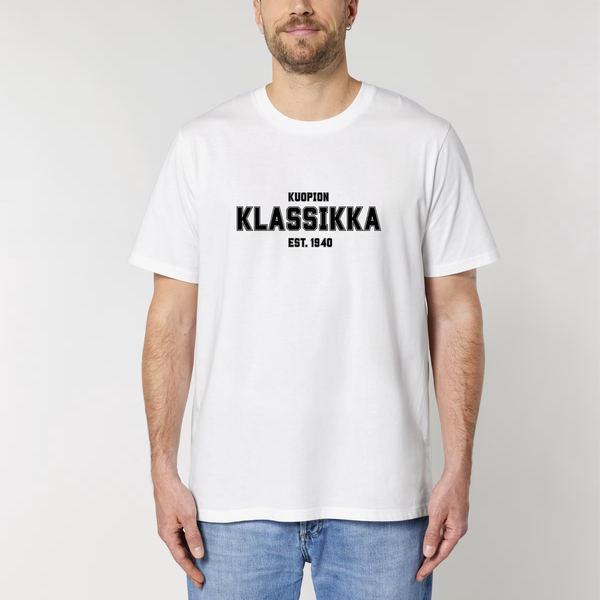 Klassikka Unisex College T-paita, White