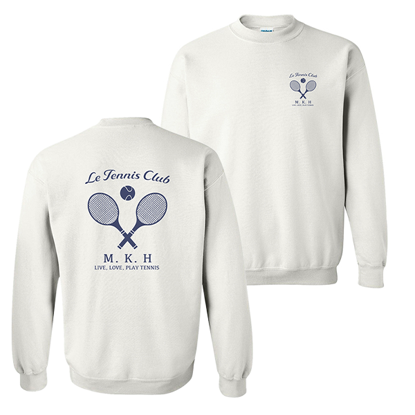 Vintage Sport Le Tennis Double Sided College, White