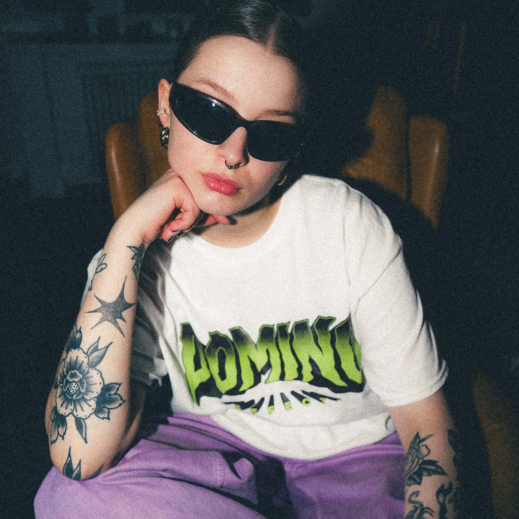 Domino Superpower T-paita, Valkoinen / Vihreä printti