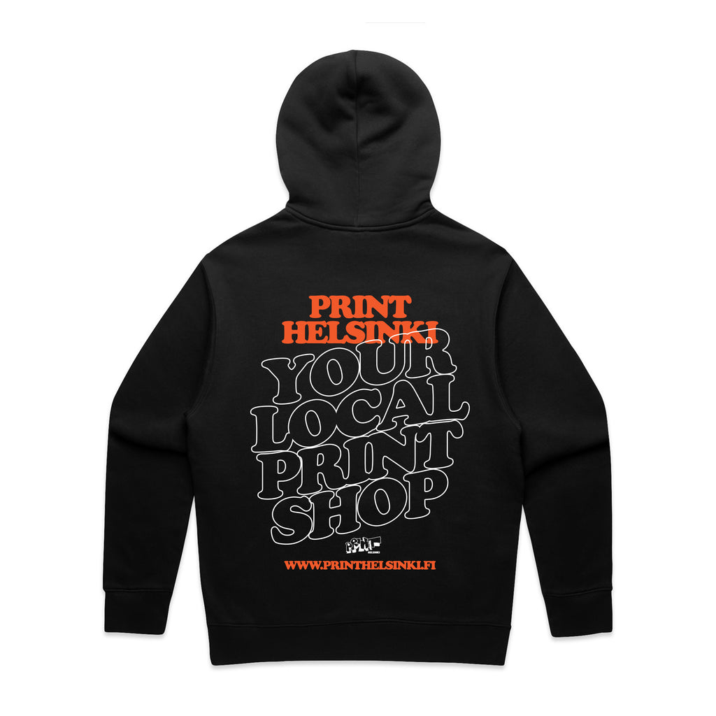 Print Helsinki YOUR LOCAL huppari musta