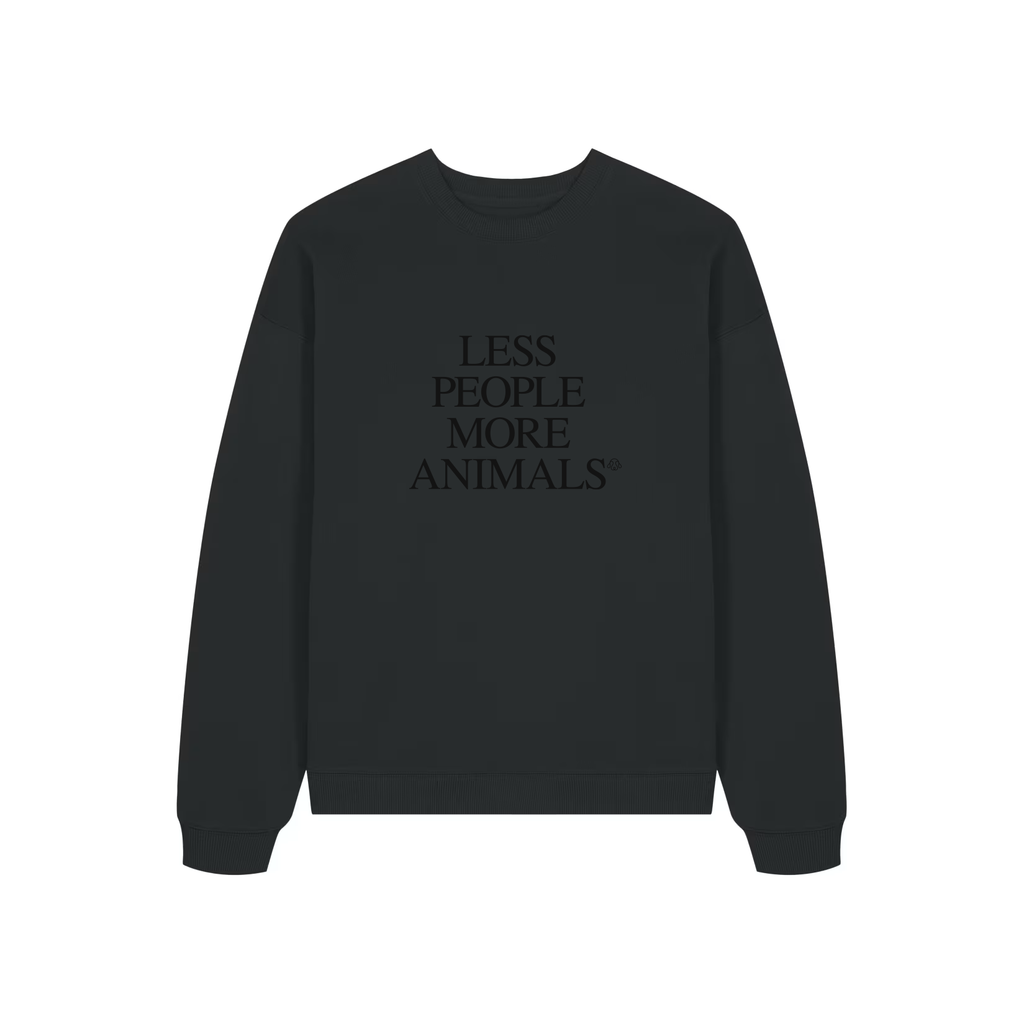Less People More Animals Oversize College, Black