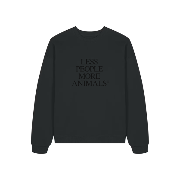 Less People More Animals Oversize College, Black