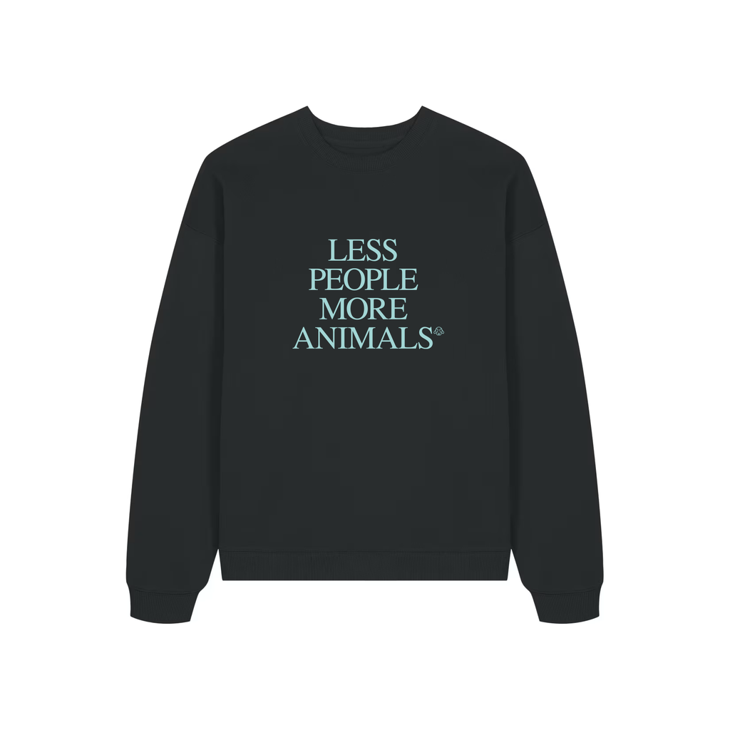 Less People More Animals Oversize College, Black