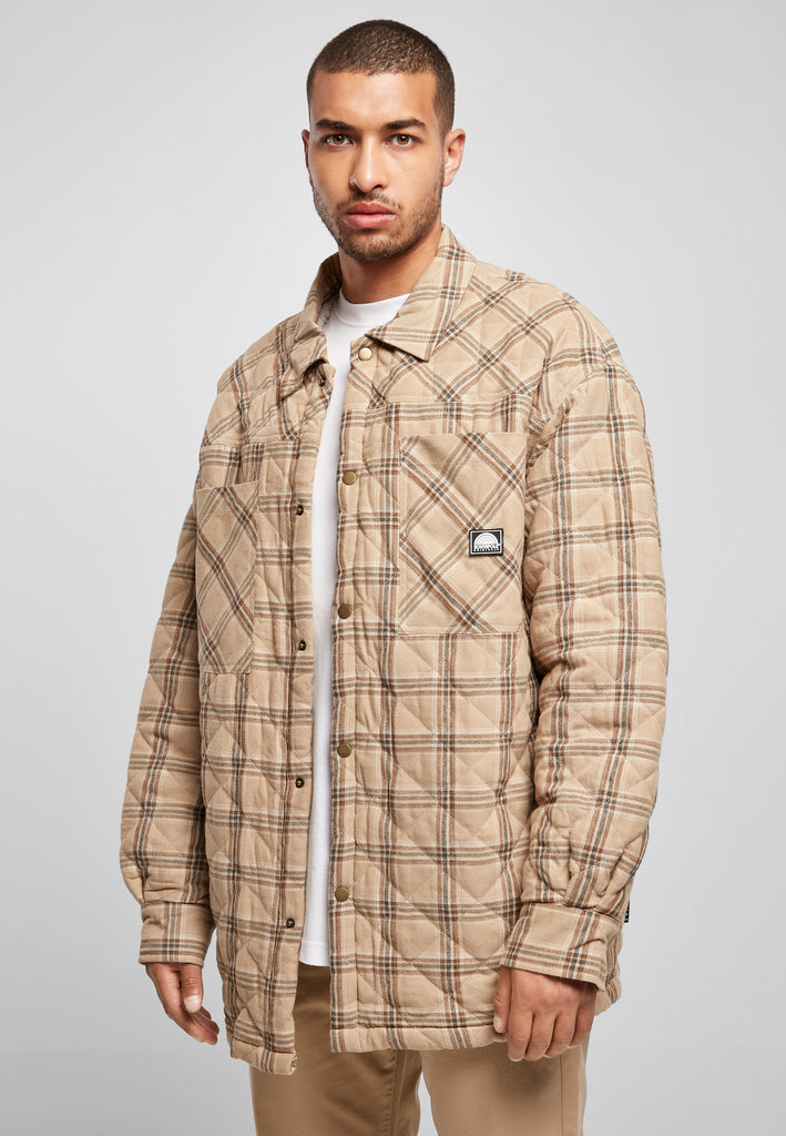 Southpole Flannel Quilted Shirt Jacket, Sand