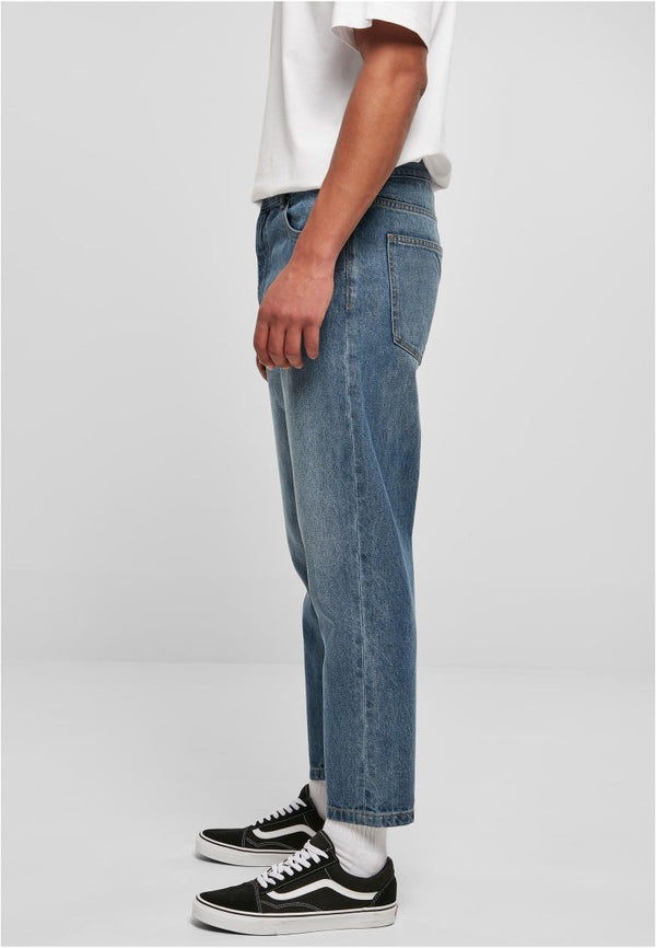 Cropped Tapered Jeans, Mid Deep Blue